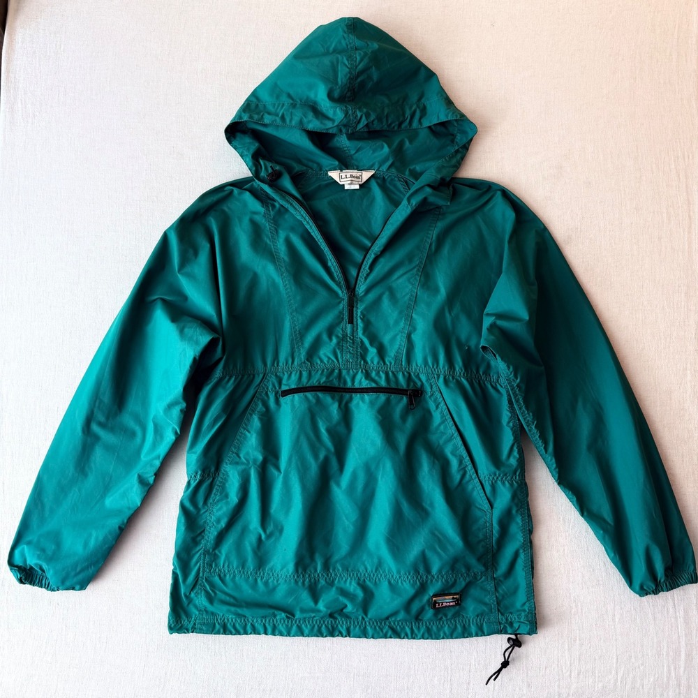 Vintage 90s L.L.Bean Teal Nylon Anorak Windbreaker Mens M Tall Gorpcore